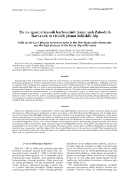 Tla Na Zgornjetriasnih Karbonatnih Kamninah Zahodnih Karavank in Visokih Planot Julijskih Alp