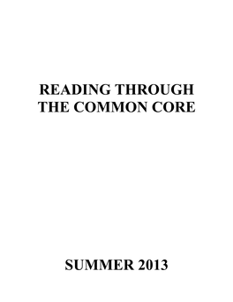 Reading Through the Common Core Summer 2013