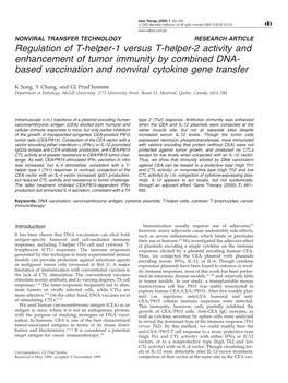 Based Vaccination and Nonviral Cytokine Gene Transfer