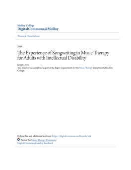 The Experience of Songwriting in Music Therapy for Adults With