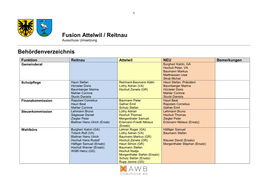 Fusion Attelwil / Reitnau Behördenverzeichnis