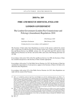 London Fire Commissioner and Policing) (Amendment) Regulations 2018