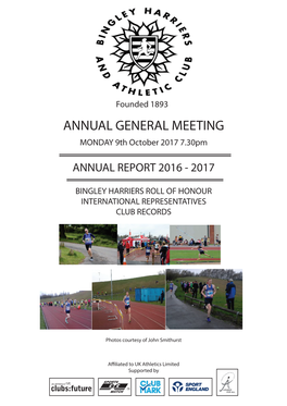 Annual General Meeting Monday, October 10Th, 2016