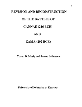 Revision and Reconstruction of the Battles of Cannae (216 Bce) and Zama (202 Bce)