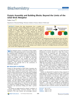 Protein Assembly and Building Blocks: Beyond the Limits of the LEGO Brick Metaphor Yaakov Levy*