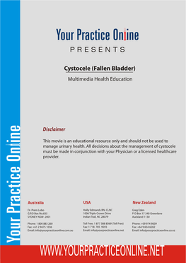 Cystocele (Fallen Bladder) Multimedia Health Education