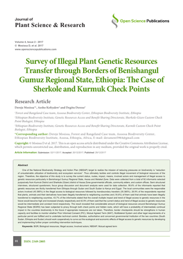 Survey of Illegal Plant Genetic Resources Transfer Through Borders of Benishangul Gumuz Regional State, Ethiopia: the Case of Sherkole and Kurmuk Check Points