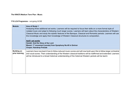 Analysing Three Additional Set Works. Learners Will Be Required to Focus Their Skills on a More Formal Style Of