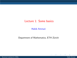 Lecture 1: Some Basics