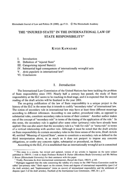 The "Injured State" in the International Law of State Responsibility*