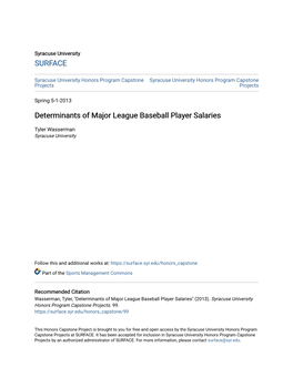 Determinants of Major League Baseball Player Salaries