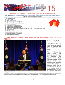 NEW PRIME MINISTER of AUSTRALIA - KEVIN RUDD RESIGNS September 08, 2013