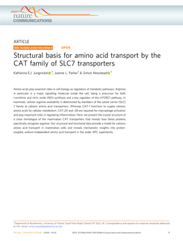 Structural Basis for Amino Acid Transport by the CAT Family of SLC7 Transporters