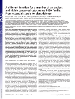 A Different Function for a Member of an Ancient and Highly Conserved Cytochrome P450 Family: from Essential Sterols to Plant Defense