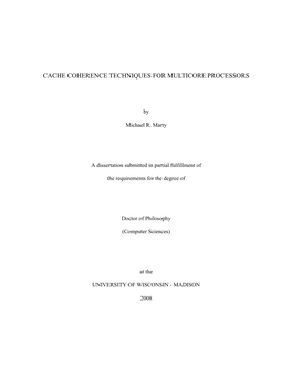 Cache Coherence Techniques for Multicore Processors