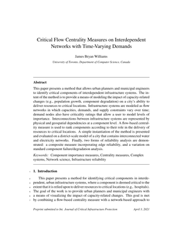 Critical Flow Centrality Measures on Interdependent Networks with Time-Varying Demands