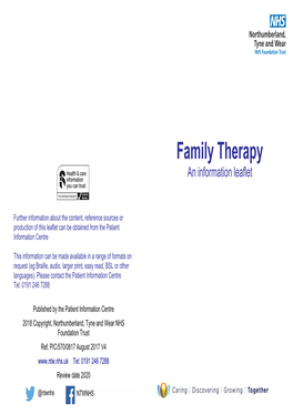 Family Therapy an Information Leaflet