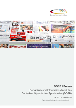 DOSB I Presse Der Artikel- Und Informationsdienst Des Deutschen Olympischen Sportbundes (DOSB)