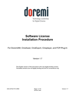 Software License Installation Procedure