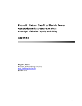 Phase III: Natural Gas-Fired Electric Power Generation Infrastructure Analysis an Analysis of Pipeline Capacity Availability