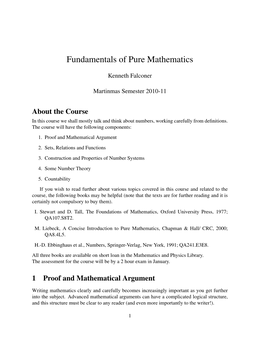 Fundamentals of Pure Mathematics