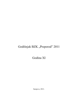 Godišnjak BZK „Preporod” 2011 Godina XI