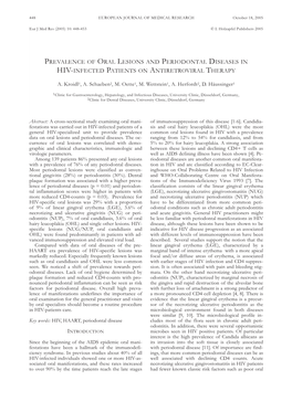 Prevalence of Oral Lesions and Periodontal Diseases in Hiv-Infected Patients on Antiretroviral Therapy