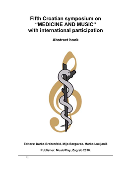 5Th Croatian Symposium on Medicine and Music with International Participation