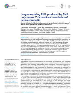 Long Non-Coding RNA Produced by RNA Polymerase V Determines Boundaries of Heterochromatin