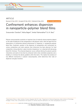 Confinement Enhances Dispersion in Nanoparticle–Polymer Blend Films