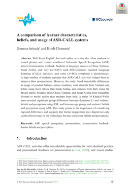 A Comparison of Learner Characteristics, Beliefs, and Usage of ASR-CALL Systems