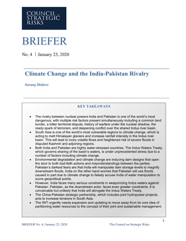 Climate Change and the India-Pakistan Rivalry