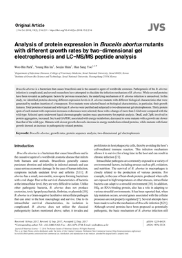 Analysis of Protein Expression in Brucella Abortus Mutants with Different Growth Rates by Two-Dimensional Gel Electrophoresis and LC-MS/MS Peptide Analysis