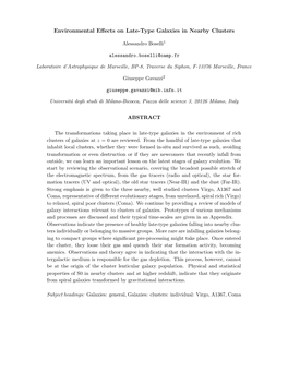 Environmental Effects on Late-Type Galaxies in Nearby Clusters