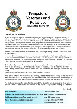 Tempsford Veterans and Relatives Newsletter Spring 09