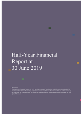 Half-Year Financial Report at 30 June 2019