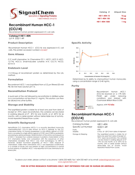 Recombinant Human HCC-1 (CCL14) Recombinant Human Protein Expressed in E