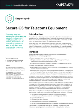 Secure OS for Telecoms Equipment