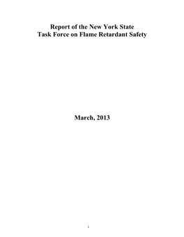 Report of the New York State Task Force on Flame Retardant Safety