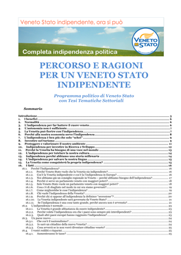 Percorso E Ragioni Per Un Veneto Stato Indipendente