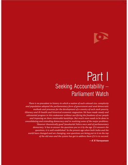 Part I Seeking Accountability – Parliament Watch