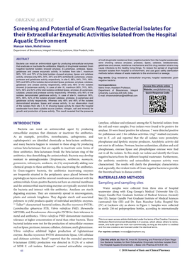 Screening and Potential of Gram Negative Bacterial Isolates for Their