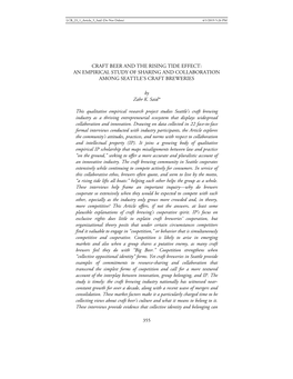 Craft Beer and the Rising Tide Effect: an Empirical Study of Sharing and Collaboration Among Seattle’S Craft Breweries