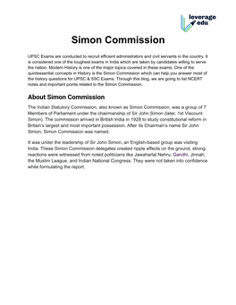 Simon Commission Notes