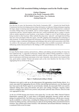 Small-Scale FAD Associated Fishing Techniques Used in the Pacific Region