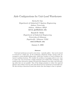 Aisle Configurations for Unit-Load Warehouses