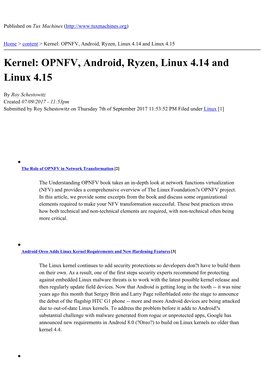 Kernel: OPNFV, Android, Ryzen, Linux 4.14 and Linux 4.15