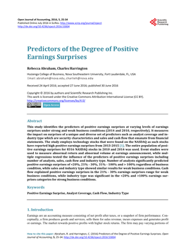 Predictors of the Degree of Positive Earnings Surprises