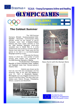 OLYMPIC GAMES HELSINKI July 19 - August 3, 1952
