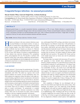 Case Report Congenital Herpes Infection